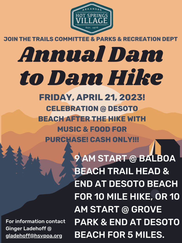 2023 Hot Springs Village Trails Committee Dam to Dam Hike