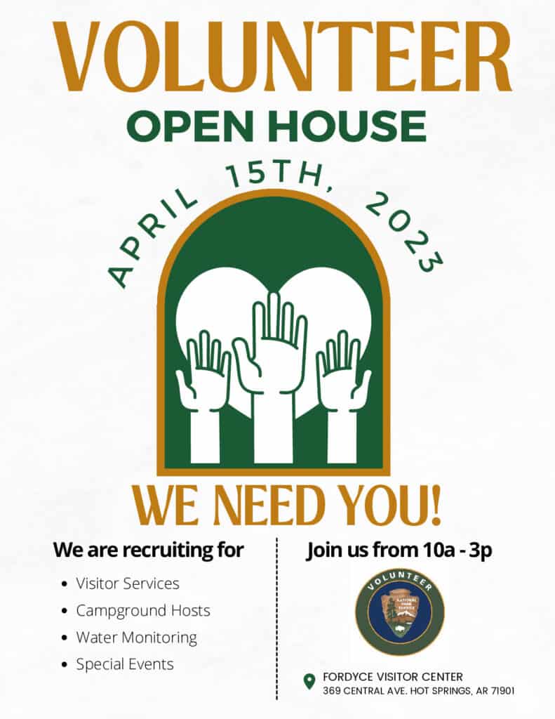 Hot Springs National Park to Host Volunteer Open House Inside flyer