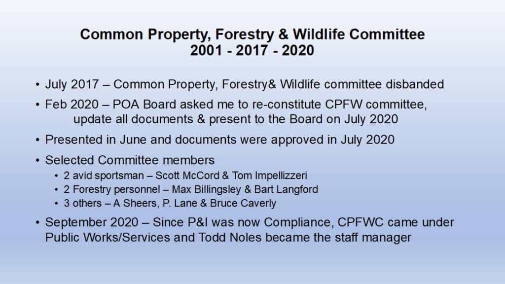 Common Property Forest and Wildlife Committee Bruce Caverly Presents History 3