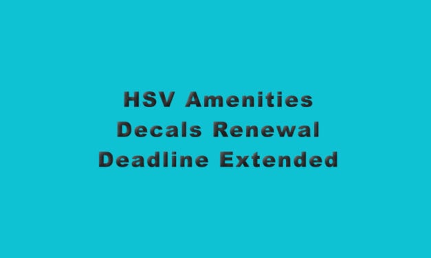 HSV Amenities, Decals Renewal Deadline Extended