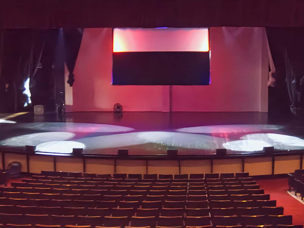 Hot Springs Village Woodlands Auditorium Stage Makeover showing spotlights