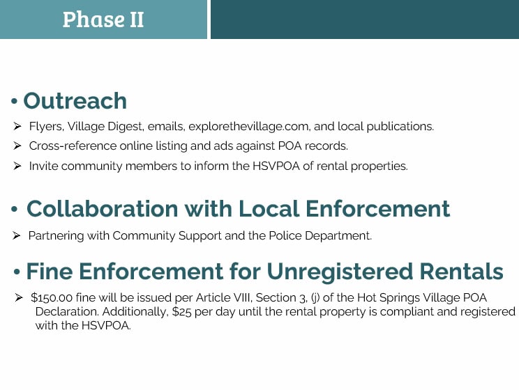 Hot Springs Village Rental Registration Phase 2 in Effect 3